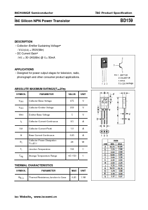 BD159 Datasheet PDF Inchange Semiconductor