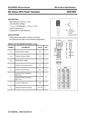D1803 Datasheet PDF Inchange Semiconductor
