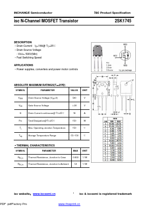 2SK1745 Datasheet PDF Inchange Semiconductor