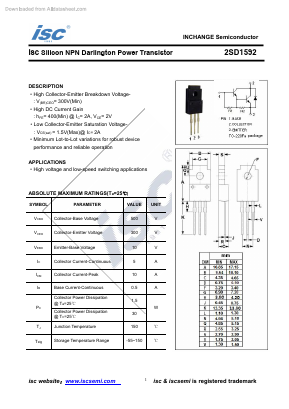 2SD1592 Datasheet PDF Inchange Semiconductor