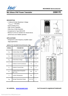 B817E Datasheet PDF Inchange Semiconductor