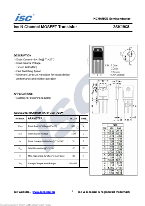 K1968 Datasheet PDF Inchange Semiconductor