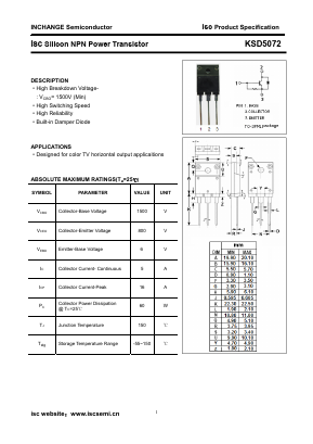 KSD5072 Datasheet PDF Inchange Semiconductor
