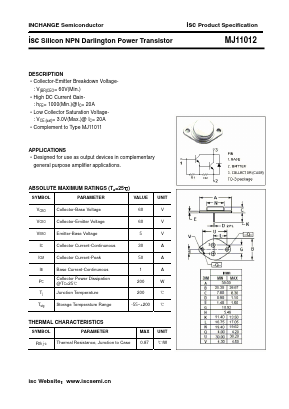 MJ11012 Datasheet PDF Inchange Semiconductor