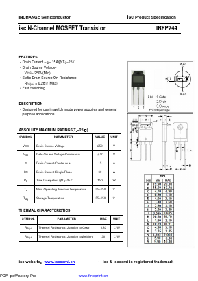 IRFP244 Datasheet PDF Inchange Semiconductor