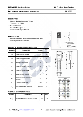 MJE521 Datasheet PDF Inchange Semiconductor
