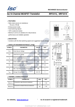 IIRF3315 Datasheet PDF Inchange Semiconductor