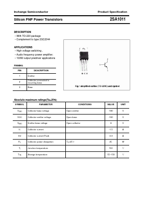 2SA1011 Datasheet PDF Inchange Semiconductor