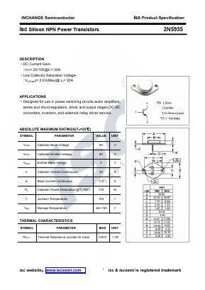 2N5935 Datasheet PDF Inchange Semiconductor