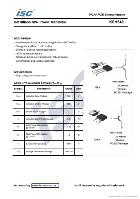 KSH340 Datasheet PDF Inchange Semiconductor