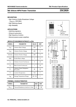 2SC2929 Datasheet PDF Inchange Semiconductor