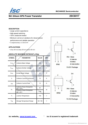 2SC6017 Datasheet PDF Inchange Semiconductor