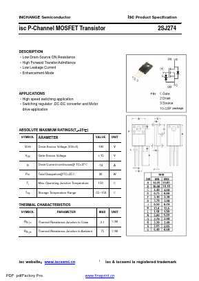 J274 Datasheet PDF Inchange Semiconductor