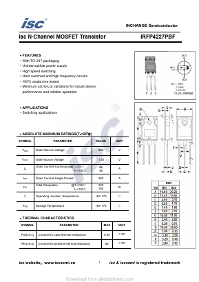 IRFP4227PBF Datasheet PDF Inchange Semiconductor
