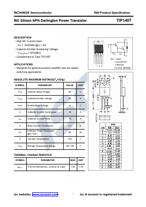 TIP140T Datasheet PDF Inchange Semiconductor