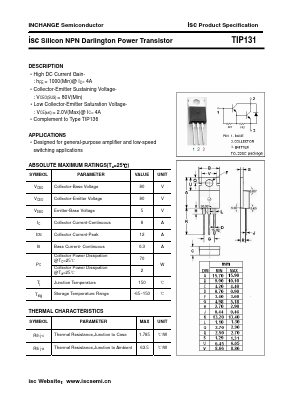 TIP131 Datasheet PDF Inchange Semiconductor