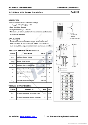 D44H11 Datasheet PDF Inchange Semiconductor