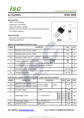 BTB41-600B Datasheet PDF Inchange Semiconductor
