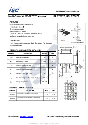 IRLR7807Z Datasheet PDF Inchange Semiconductor