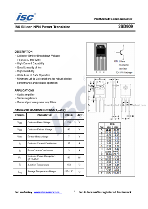 2SD909 Datasheet PDF Inchange Semiconductor