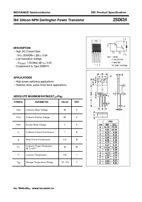 2SD634 Datasheet PDF Inchange Semiconductor