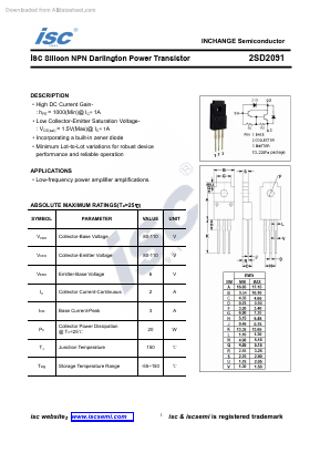 2SD2091 Datasheet PDF Inchange Semiconductor