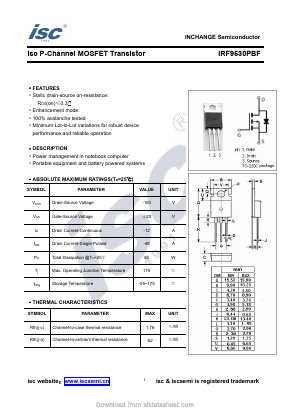 IRF9530PBF Datasheet PDF Inchange Semiconductor