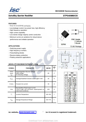 STPS40M60CG Datasheet PDF Inchange Semiconductor