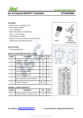 STI34N65M5 Datasheet PDF Inchange Semiconductor