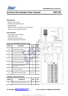 2SD1740 Datasheet PDF Inchange Semiconductor
