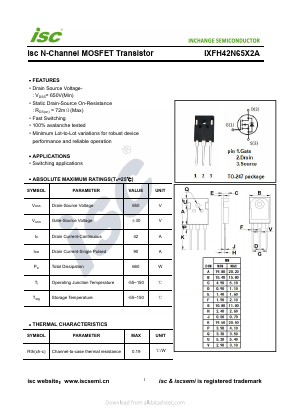 IXFH42N65X2A Datasheet PDF Inchange Semiconductor