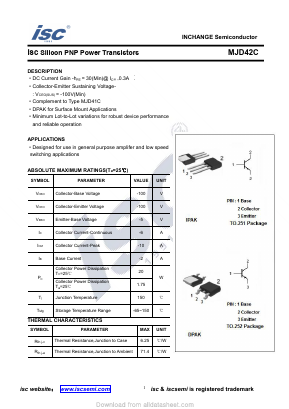 MJD42C Datasheet PDF Inchange Semiconductor