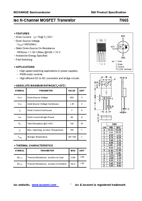 7N65 Datasheet PDF Inchange Semiconductor