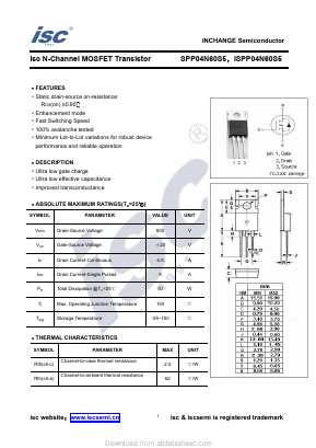 ISPP04N60S5 Datasheet PDF Inchange Semiconductor