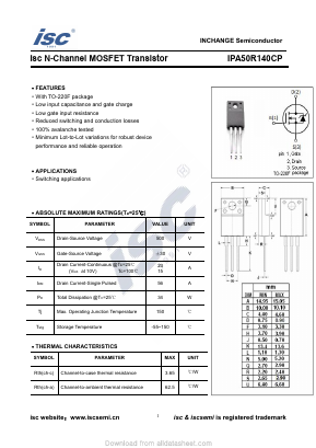 IPA50R140CP Datasheet PDF Inchange Semiconductor