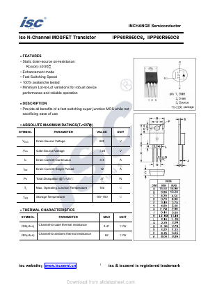 IIPP60R950C6 Datasheet PDF Inchange Semiconductor