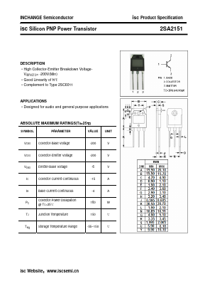 2SA2151 Datasheet PDF Inchange Semiconductor