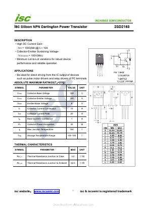D2163 Datasheet PDF Inchange Semiconductor