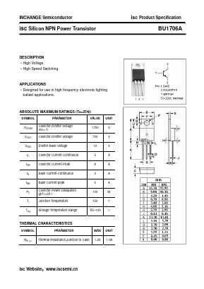 BU1706A Datasheet PDF Inchange Semiconductor