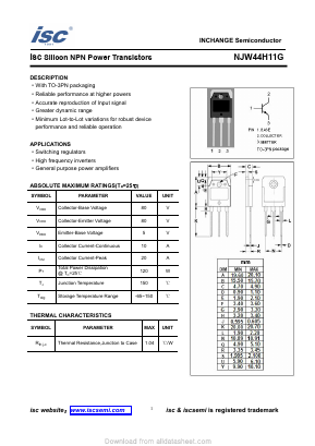 NJW44H11G Datasheet PDF Inchange Semiconductor