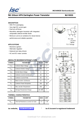 MJ10023 Datasheet PDF Inchange Semiconductor