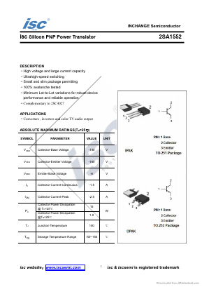 A1552 Datasheet PDF Inchange Semiconductor