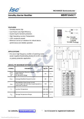 MBRF2045CT Datasheet PDF Inchange Semiconductor