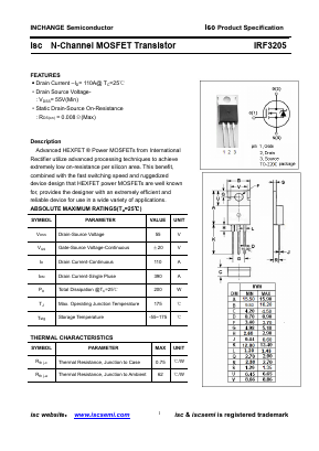 IRF3205 Datasheet PDF Inchange Semiconductor