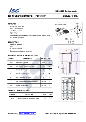 2SK2071-01L Datasheet PDF Inchange Semiconductor