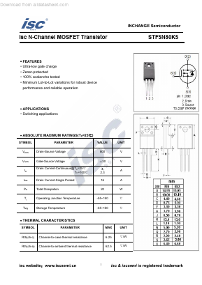 STF5N80K5 Datasheet PDF Inchange Semiconductor