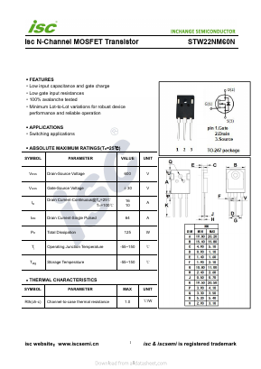 STW22NM60N Datasheet PDF Inchange Semiconductor