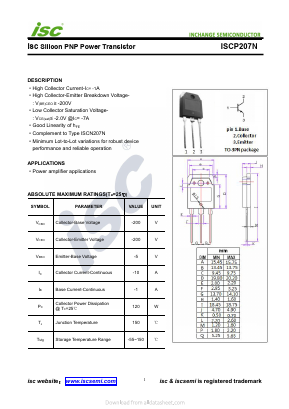 ISCP207N Datasheet PDF Inchange Semiconductor