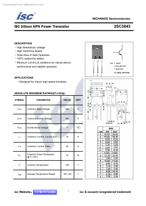 2SC3843 Datasheet PDF Inchange Semiconductor