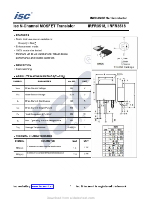 IRFR3518 Datasheet PDF Inchange Semiconductor